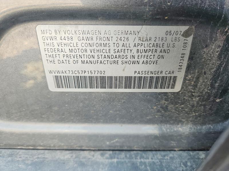 64135506 :رقم المزاد ، WVWAK73C57P157702 vin ، 2007 Volkswagen Passat مزاد بيع