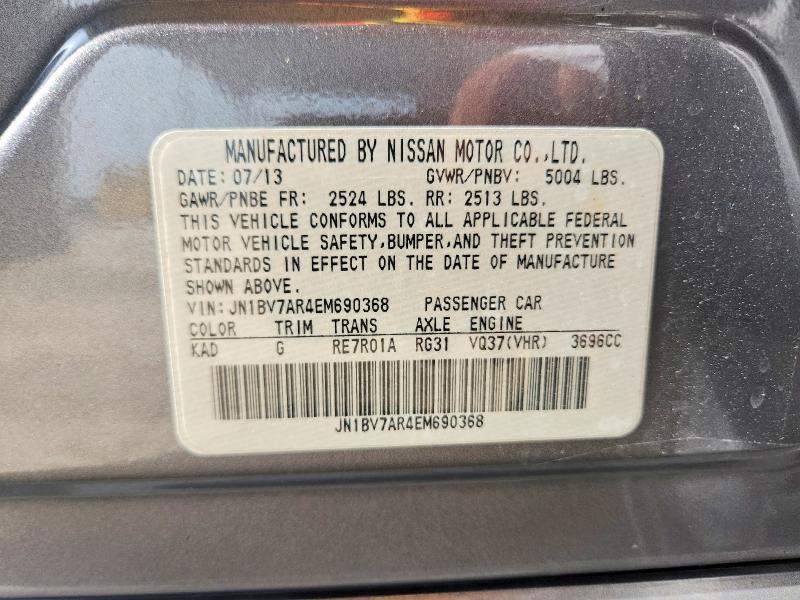63653476 :رقم المزاد ، JN1BV7AR4EM690368 vin ، 2014 Infiniti Q50 مزاد بيع