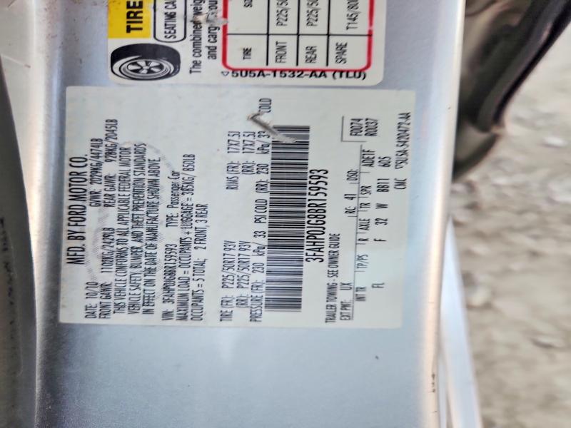 67131526 :رقم المزاد ، 3FAHP0JG8BR159593 vin ، 2011 Ford Fusion مزاد بيع