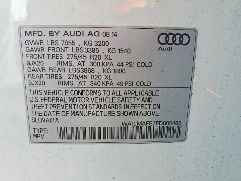 Aukcja sprzedaży 2015 Audi Q7, vin: WA1LMAFE7FD005489, numer aukcji: 66994756