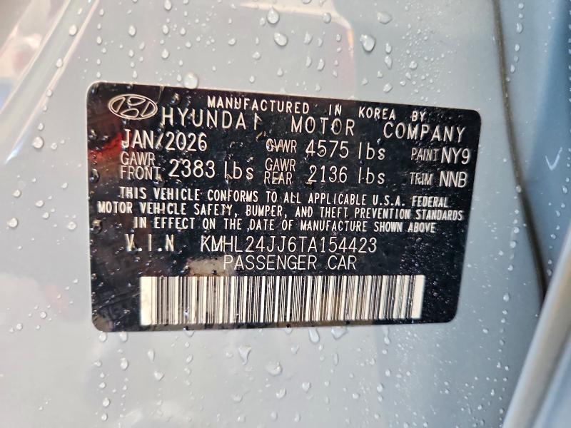 Продажа на аукционе авто 2026 Hyundai Sonata Hybrid, vin: KMHL24JJ6TA154423, номер лота: 63821966