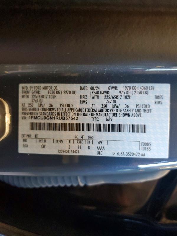 Продажа на аукционе авто 2024 Ford Escape, vin: 1FMCU0GN1RUB57542, номер лота: 64641076