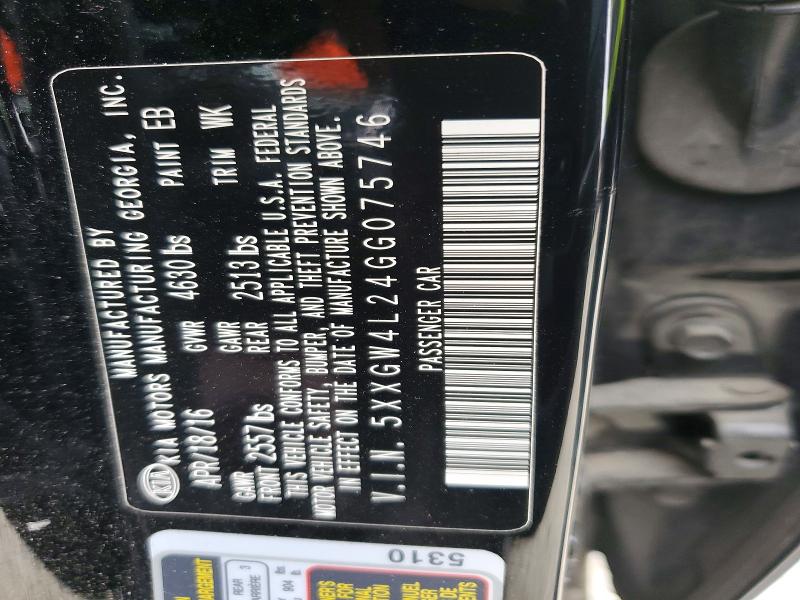 Aukcja sprzedaży 2016 Kia Optima, vin: 5XXGW4L24GG075746, numer aukcji: 66802826