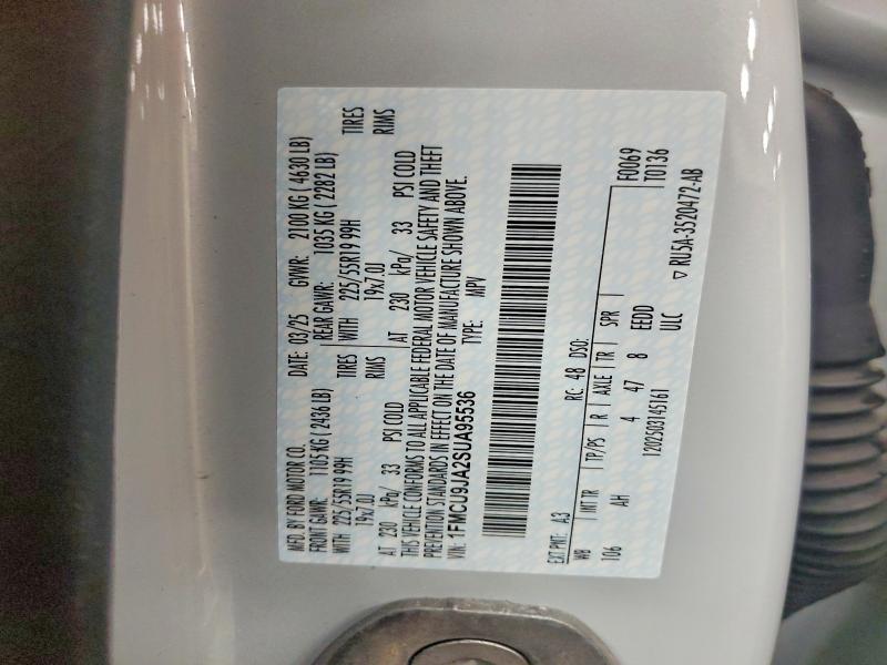 2025 Ford Escape მანქანა იყიდება აუქციონზე, vin: 1FMCU9JA2SUA95536, აუქციონის ნომერი: 64419826