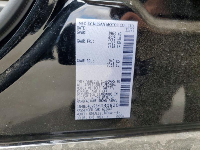 65218396 :رقم المزاد ، 1N4BL4CV2SN430820 vin ، 2025 Nissan Altima مزاد بيع