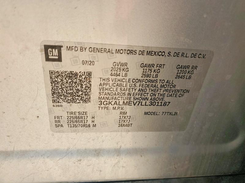 Продаж на аукціоні авто 2020 Gmc Terrain, vin: 3GKALMEV7LL301187, номер лоту: 64108796