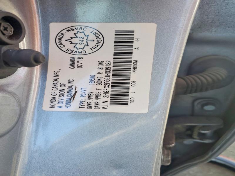 62297446 :رقم المزاد ، 2HGFC2F66JH039182 vin ، 2018 Honda Civic مزاد بيع