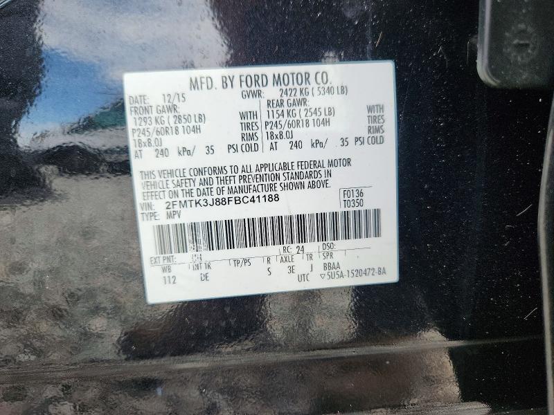 Aukcja sprzedaży 2015 Ford Edge, vin: 2FMTK3J88FBC41188, numer aukcji: 63801266