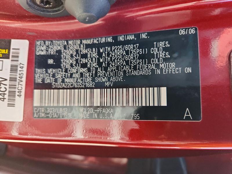 Продажа на аукционе авто 2006 Toyota Sienna, vin: 5TDZA22C76S521682, номер лота: 64104006