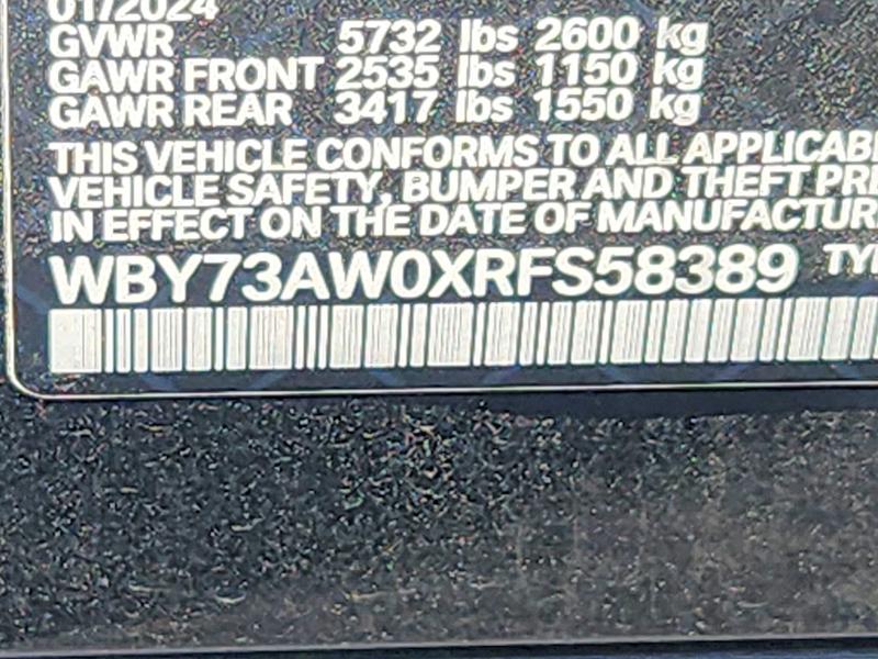 Продаж на аукціоні авто 2024 Bmw I4, vin: WBY73AW0XRFS58389, номер лоту: 63925336
