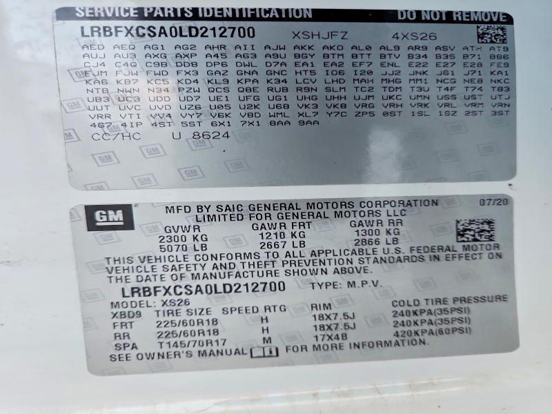 Aukcja sprzedaży 2020 Buick Envision, vin: LRBFXCSA0LD212700, numer aukcji: 65518166