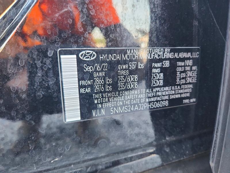 Продаж на аукціоні авто 2023 Hyundai Santa Fe, vin: 5NMS24AJ2PH506098, номер лоту: 65913906