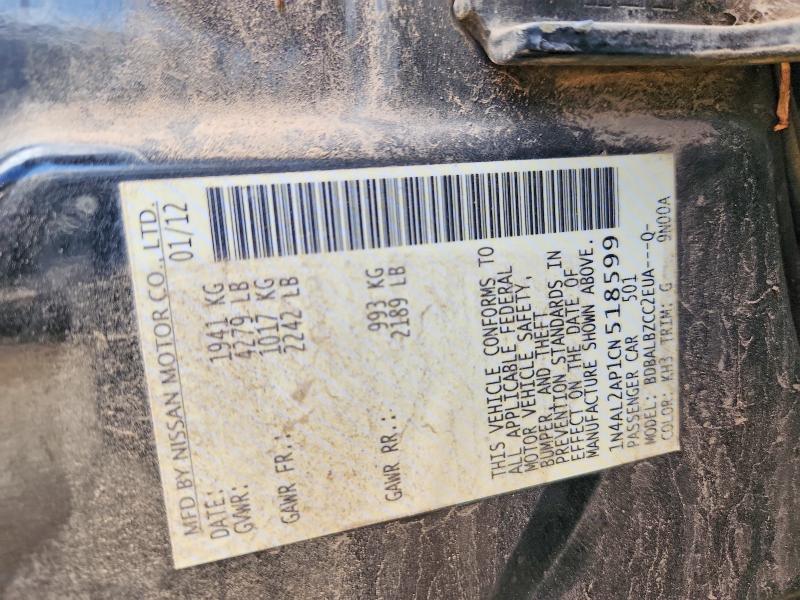 65654996 :رقم المزاد ، 1N4AL2AP1CN518599 vin ، 2012 Nissan Altima مزاد بيع