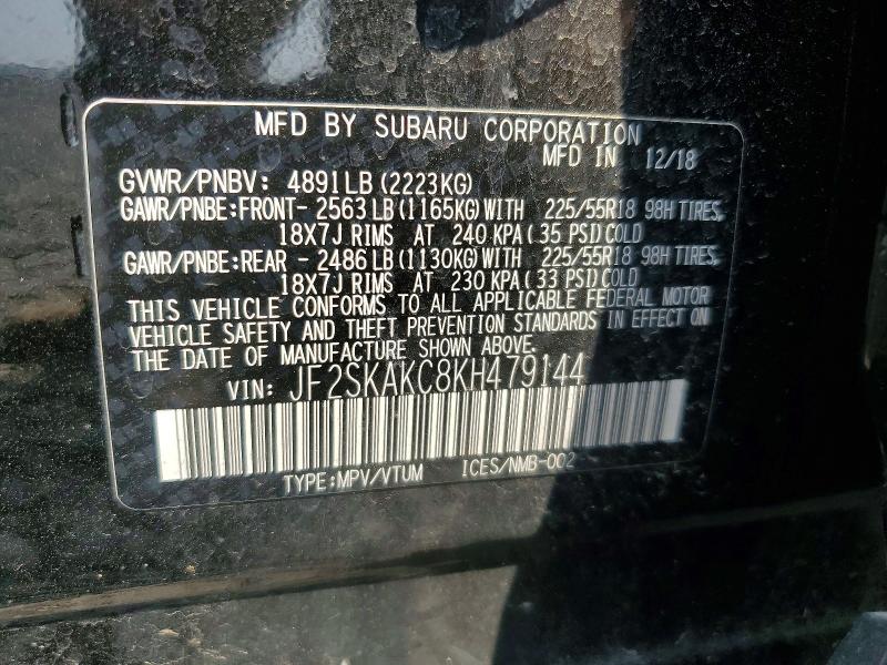 Aukcja sprzedaży 2019 Subaru Forester, vin: JF2SKAKC8KH479144, numer aukcji: 63808416
