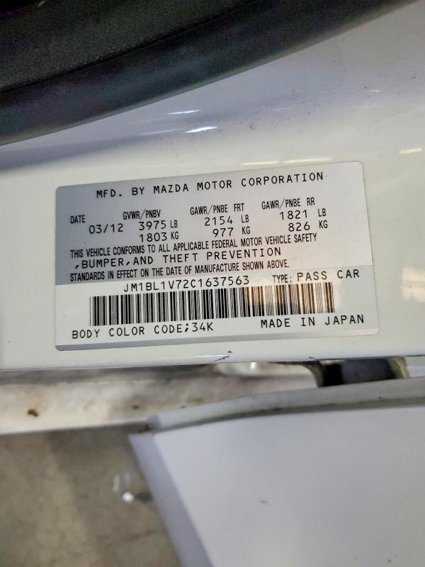 Продаж на аукціоні авто 2012 Mazda 3, vin: JM1BL1V72C1637563, номер лоту: 65001536