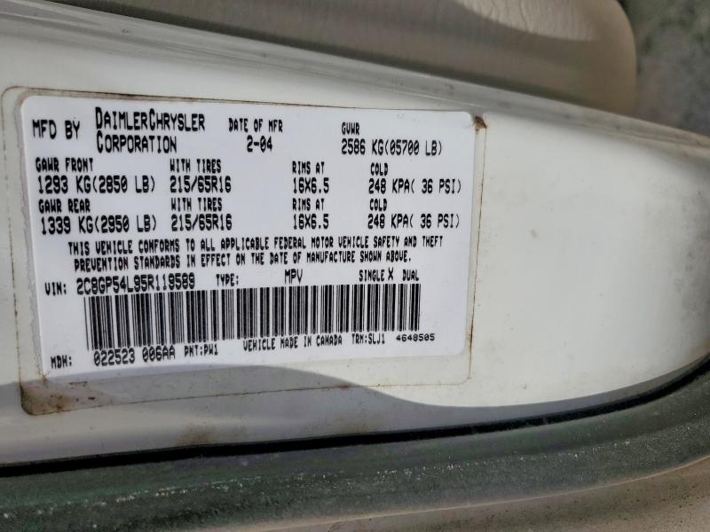 Aukcja sprzedaży 2005 Chrysler Town & Country, vin: 2C8GP54L95R119589, numer aukcji: 63761456