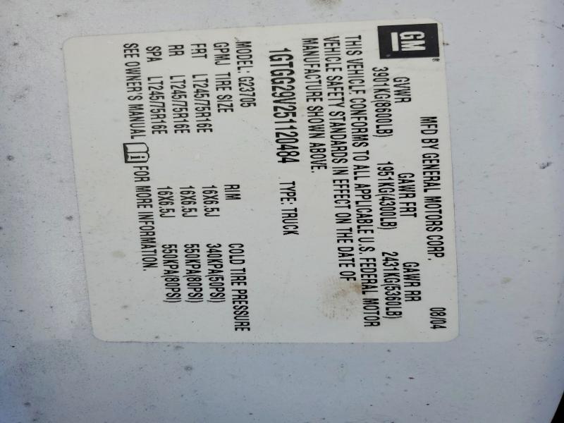 Aukcja sprzedaży 2005 Gmc Savana, vin: 1GTGG29V251120484, numer aukcji: 63997806