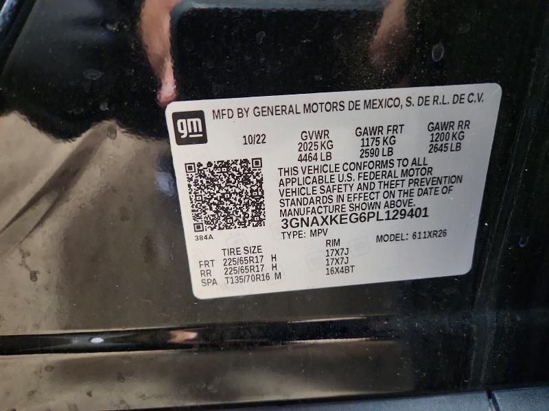 Aukcja sprzedaży 2023 Chevrolet Equinox, vin: 3GNAXKEG6PL129401, numer aukcji: 64280406