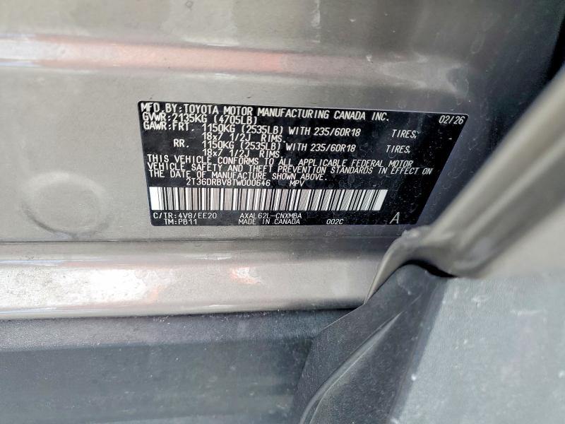 Продаж на аукціоні авто 2026 Toyota Rav4, vin: 2T36DRBV8TW000646, номер лоту: 63998296