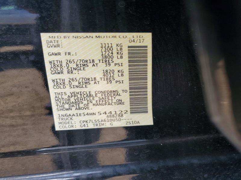 Продажа на аукционе авто 2017 Nissan Titan, vin: 1N6AA1E54HN544122, номер лота: 65586996
