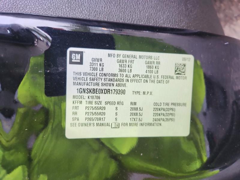 63581856 :رقم المزاد ، 1GNSKBE0XDR179390 vin ، 2013 Chevrolet Tahoe مزاد بيع