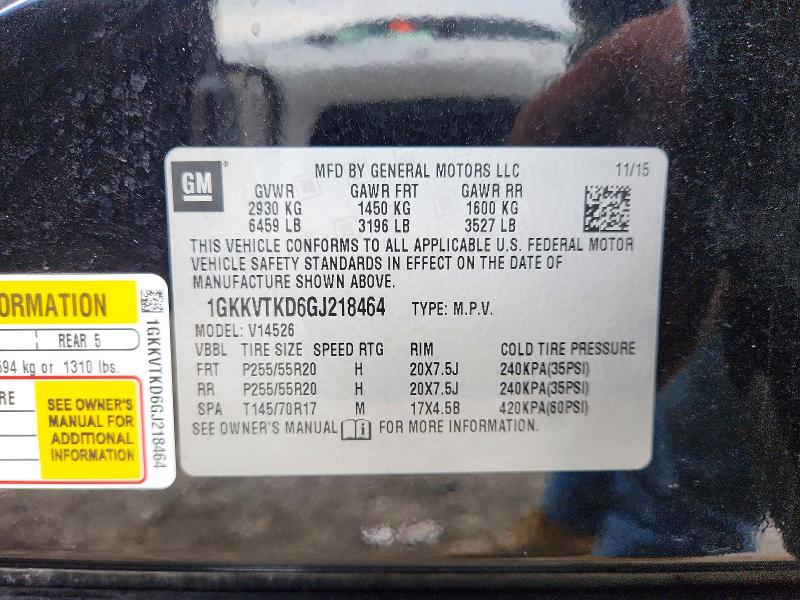 65874386 :رقم المزاد ، 1GKKVTKD6GJ218464 vin ، 2016 Gmc Acadia مزاد بيع