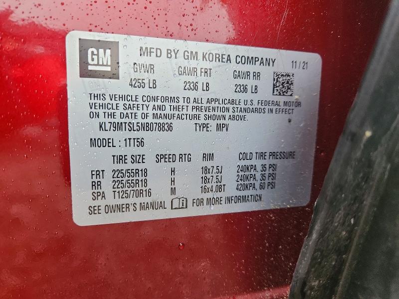 Aukcja sprzedaży 2022 Chevrolet Trailblazer, vin: KL79MTSL5NB078836, numer aukcji: 63549046