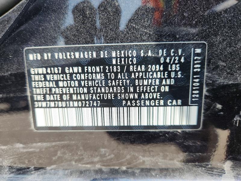 Aukcja sprzedaży 2024 Volkswagen Jetta, vin: 3VW7M7BU1RM072747, numer aukcji: 63716196