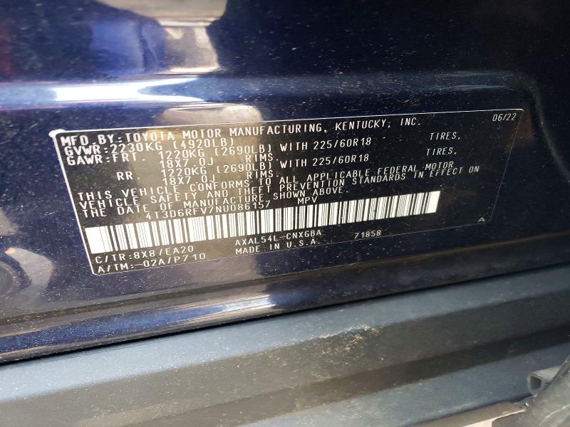 Aukcja sprzedaży 2022 Toyota Rav4, vin: 4T3D6RFV7NU086157, numer aukcji: 64329936