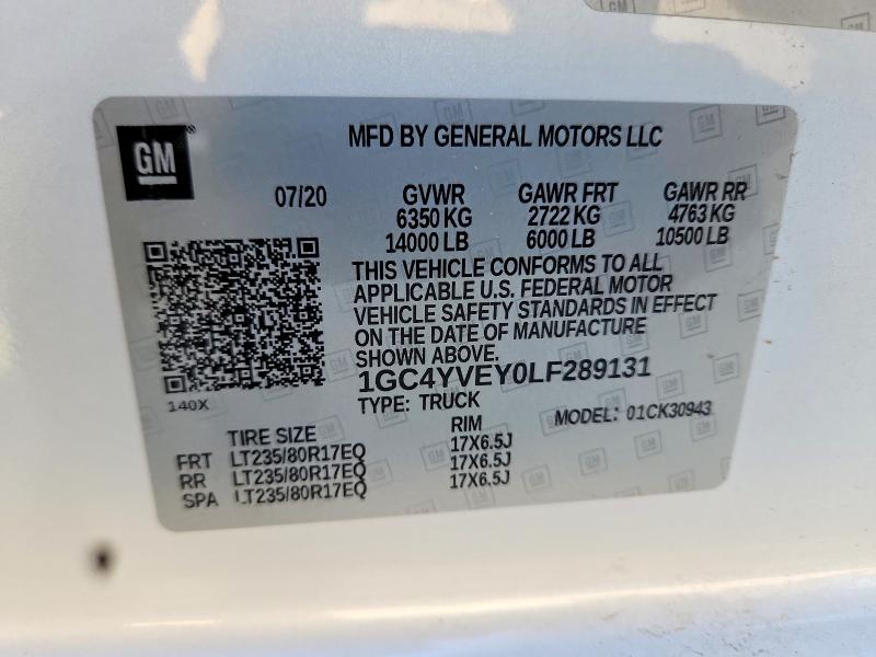 2020 Chevrolet Silverado მანქანა იყიდება აუქციონზე, vin: 1GC4YVEY0LF289131, აუქციონის ნომერი: 64127666