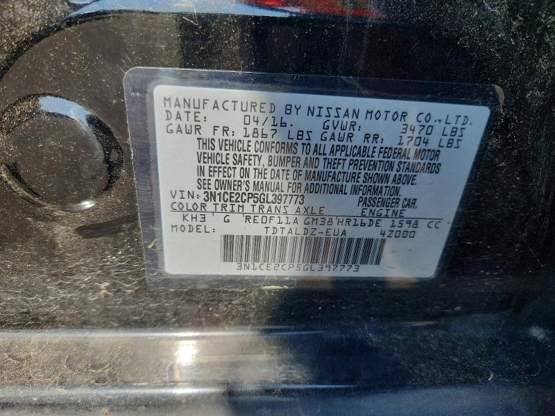 Продажа на аукционе авто 2016 Nissan Versa Note, vin: 3N1CE2CP5GL397773, номер лота: 64133066