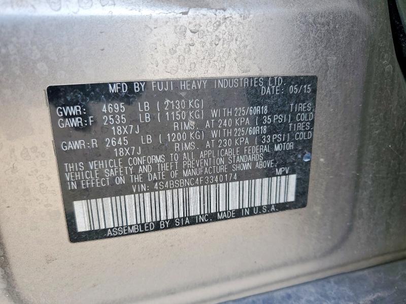Продажа на аукционе авто 2015 Subaru Outback, vin: 4S4BSBNC4F3340174, номер лота: 63845776