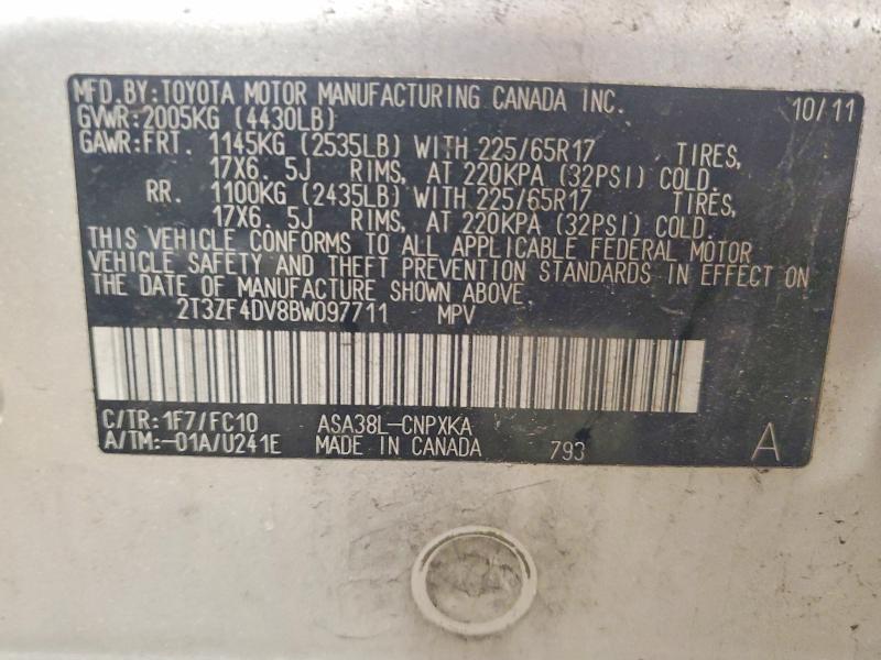 Продажа на аукционе авто 2011 Toyota Rav4, vin: 2T3ZF4DV8BW097711, номер лота: 64471906