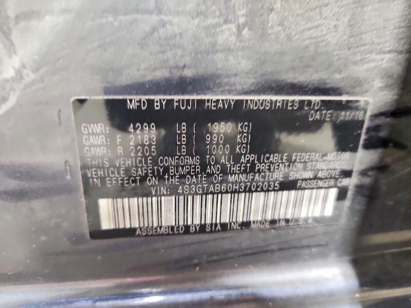 65527366 :رقم المزاد ، 4S3GTAB60H3702035 vin ، 2017 Subaru Impreza مزاد بيع
