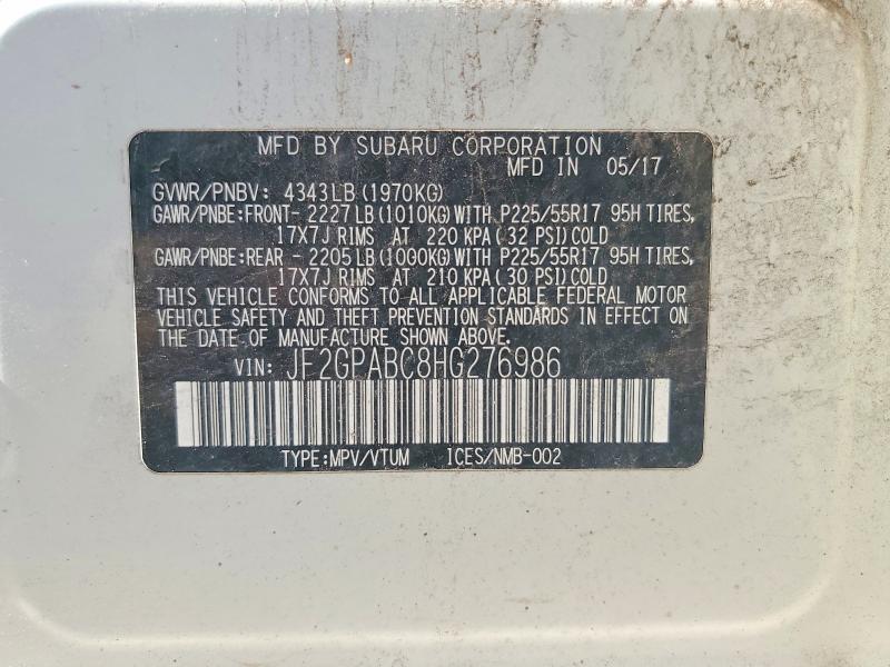 Продажа на аукционе авто 2017 Subaru Crosstrek, vin: JF2GPABC8HG276986, номер лота: 64765226