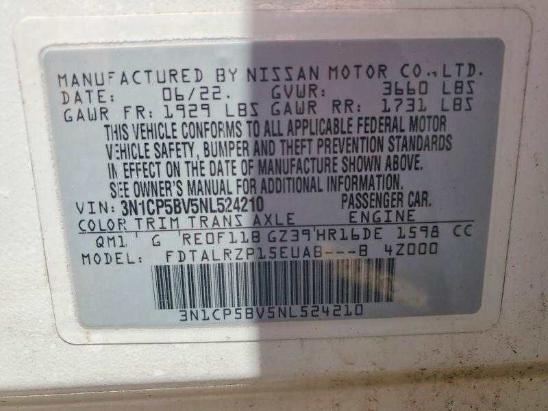 Aukcja sprzedaży 2022 Nissan Kicks, vin: 3N1CP5BV5NL524210, numer aukcji: 66907176