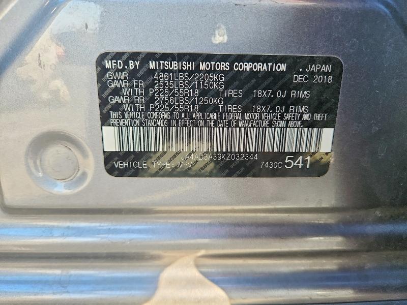Продажа на аукционе авто 2019 Mitsubishi Outlander, vin: JA4AD3A39KZ032344, номер лота: 65367606