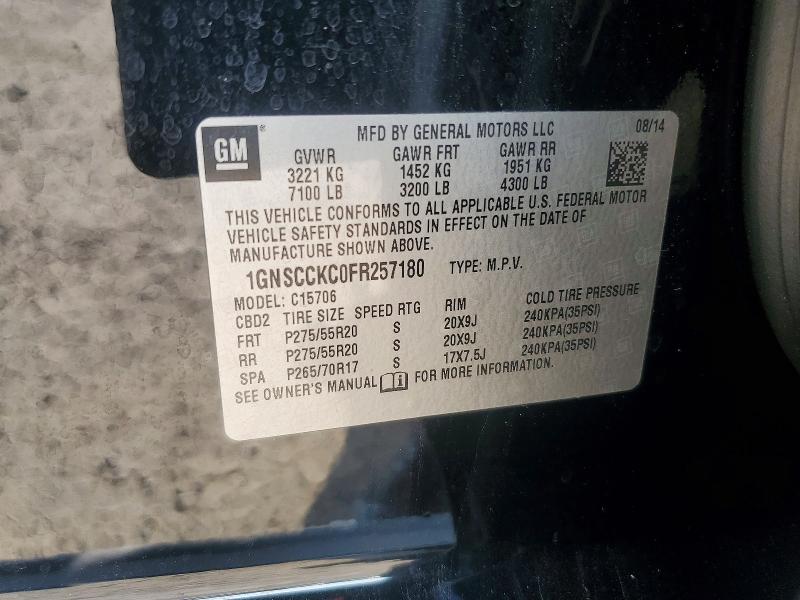 63995956 :رقم المزاد ، 1GNSCCKC0FR257180 vin ، 2015 Chevrolet Tahoe مزاد بيع