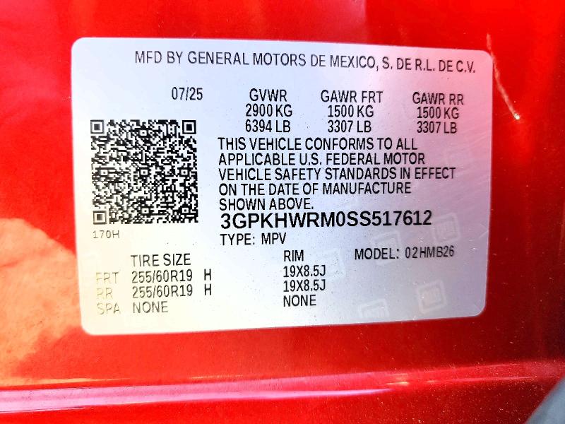 66034356 :رقم المزاد ، 3GPKHWRM0SS517612 vin ، 2025 Honda Prologue مزاد بيع