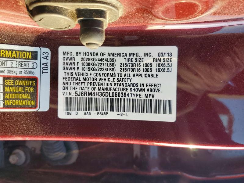 Aukcja sprzedaży 2013 Honda Cr-v, vin: 5J6RM4H36DL060364, numer aukcji: 65716376