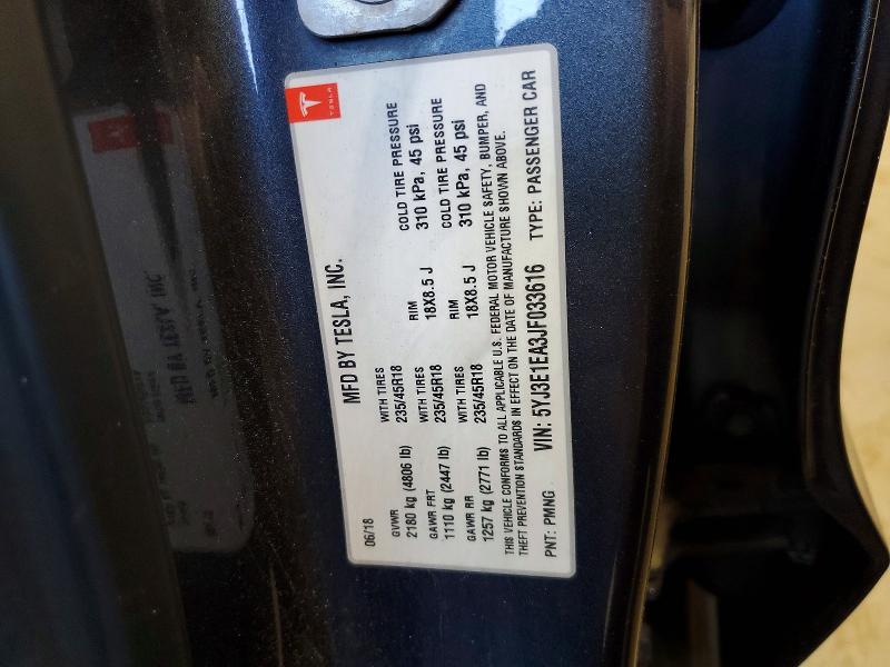 Продажа на аукционе авто 2018 Tesla Model 3, vin: 5YJ3E1EA3JF033616, номер лота: 67023706