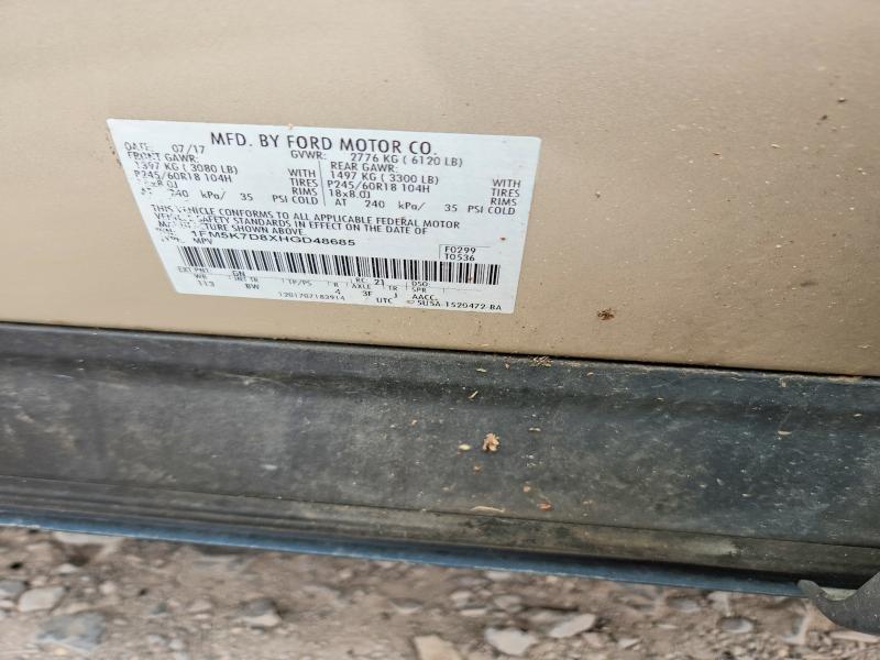 2017 Ford Explorer მანქანა იყიდება აუქციონზე, vin: 1FM5K7D8XHGD48685, აუქციონის ნომერი: 64370586