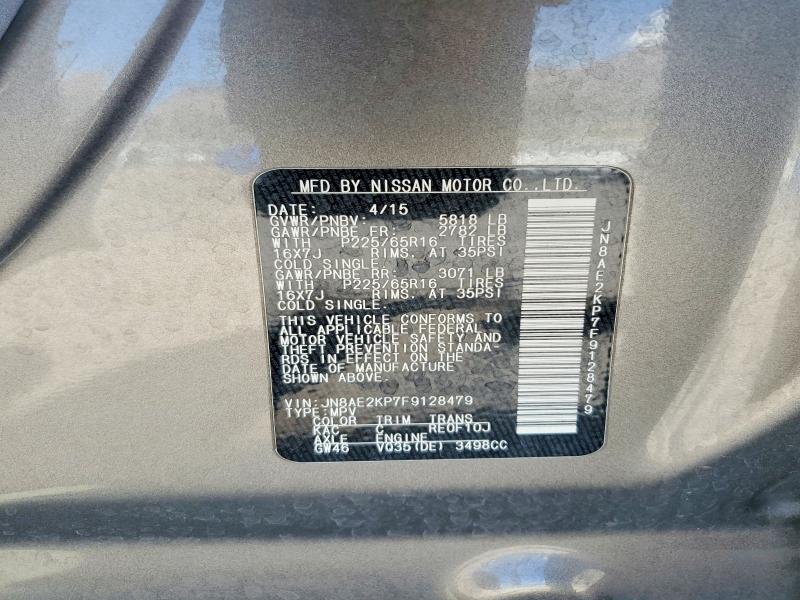 Продаж на аукціоні авто 2015 Nissan Quest, vin: JN8AE2KP7F9128479, номер лоту: 65339996
