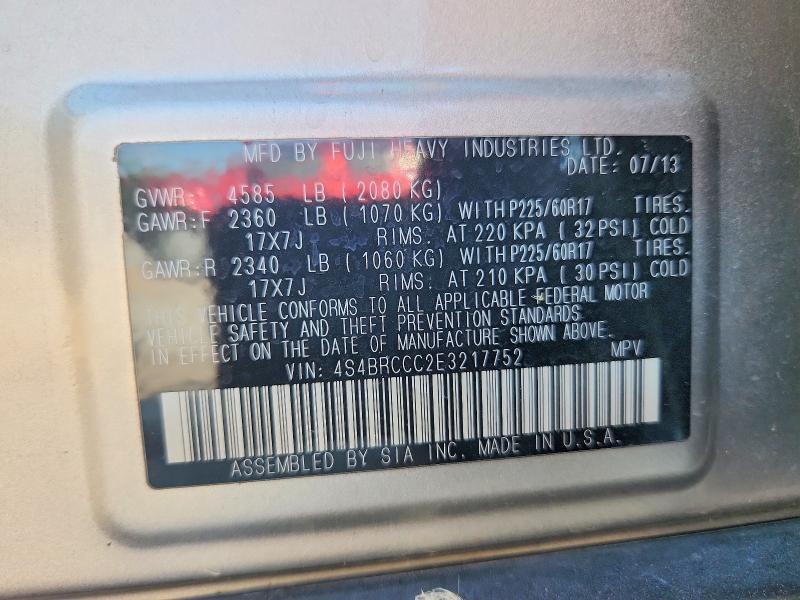 Продажа на аукционе авто 2014 Subaru Outback, vin: 4S4BRCCC2E3217752, номер лота: 63236176