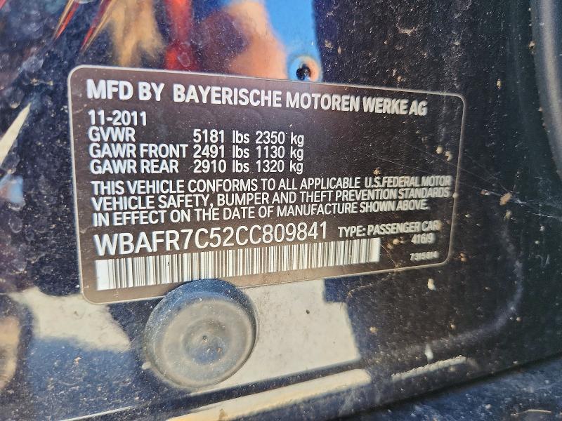 Продаж на аукціоні авто 2012 Bmw 535, vin: WBAFR7C52CC809841, номер лоту: 66343596