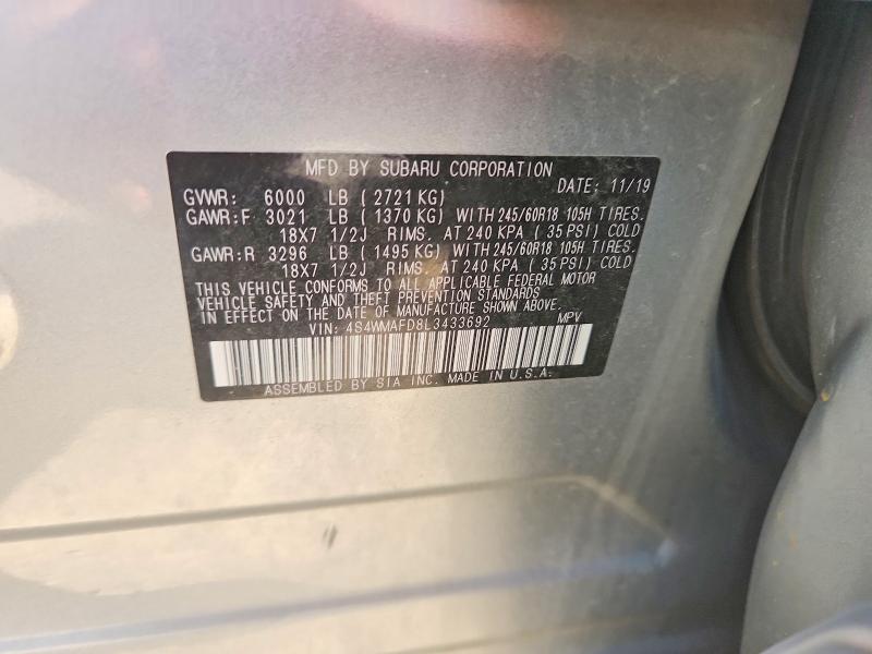 Продажа на аукционе авто 2020 Subaru Ascent, vin: 4S4WMAFD8L3433692, номер лота: 66068726