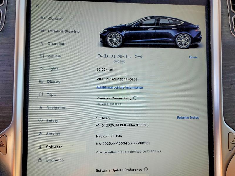 63195876 :رقم المزاد ، 5YJSA1H13EFP46279 vin ، 2014 Tesla Model S مزاد بيع
