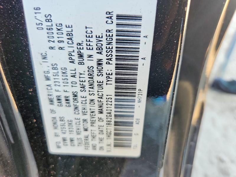 Продажа на аукционе авто 2016 Honda Accord, vin: 1HGCT1B82GA012251, номер лота: 64303696