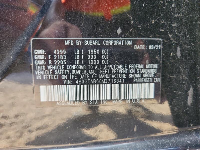 Aukcja sprzedaży 2021 Subaru Impreza, vin: 4S3GTAB68M3716341, numer aukcji: 67034836
