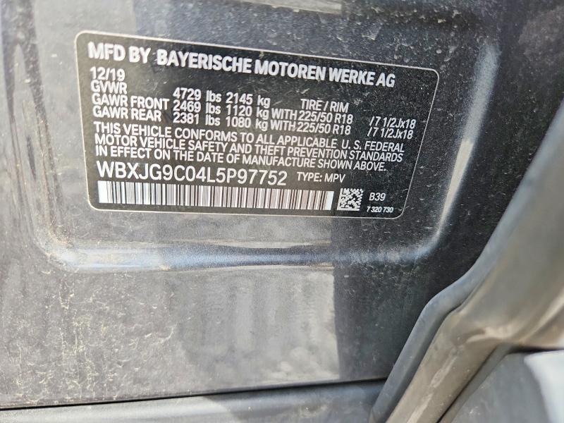 66725666 :رقم المزاد ، WBXJG9C04L5P97752 vin ، 2020 Bmw X1 مزاد بيع